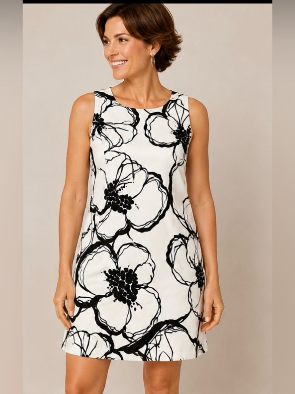 NWT Ann Taylor Factory Floral A-Line Dress Size 14 Black White
